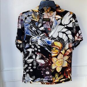Jams World Floral Hawaiian Tropical Shirt Size XSMALL Short Sleeve
